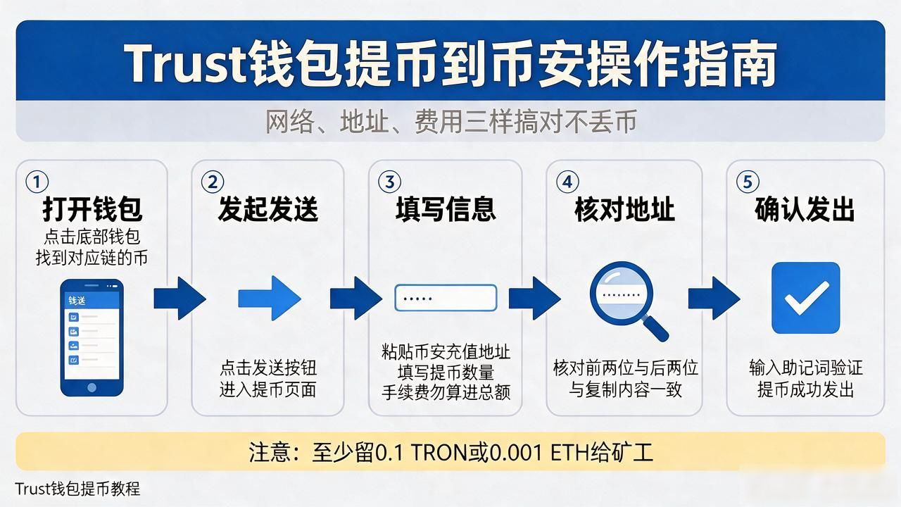 Trust钱包提币到币安怎么操作？网络、地址、费用三样搞对不丢币