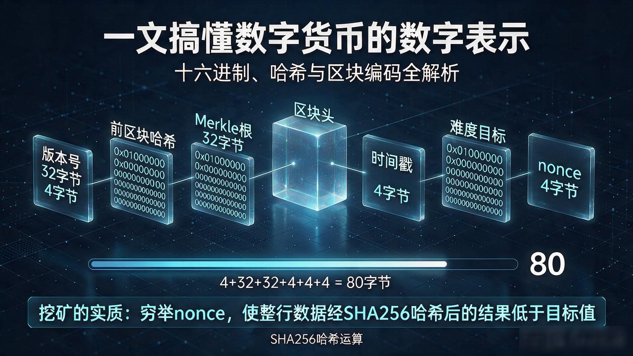 一文搞懂数字货币的数字表示:十六进制、哈希与区块编码全解析