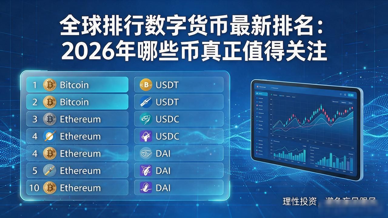 全球排行数字货币最新排名：2026年哪些币真正值得关注
