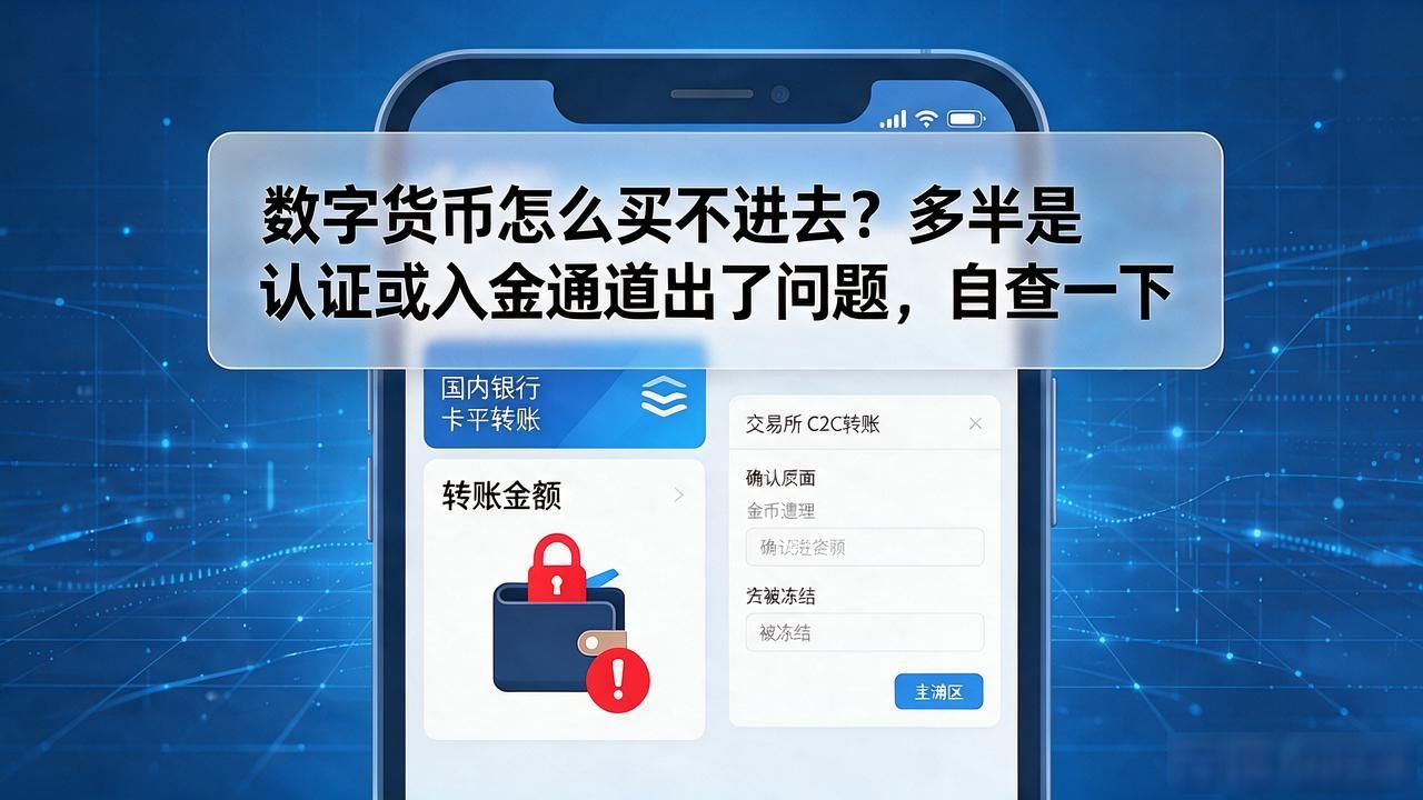 数字货币怎么买不进去？多半是认证或入金通道出了问题，自查一下
