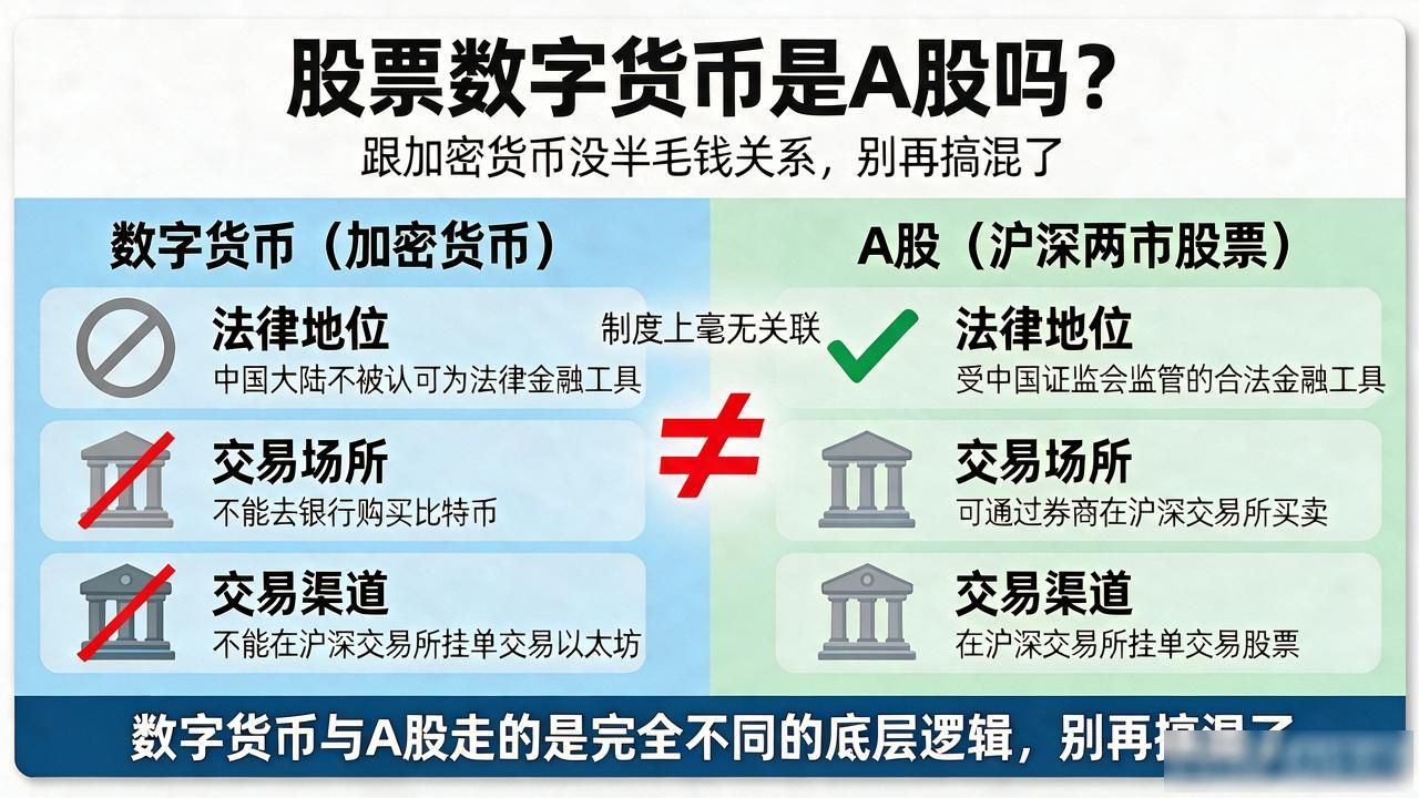 股票数字货币是A股吗？跟加密货币没半毛钱关系，别再搞混了