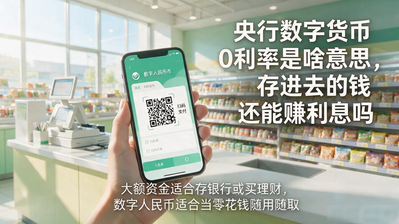 央行数字货币0利率是啥意思，存进去的钱还能赚利息吗