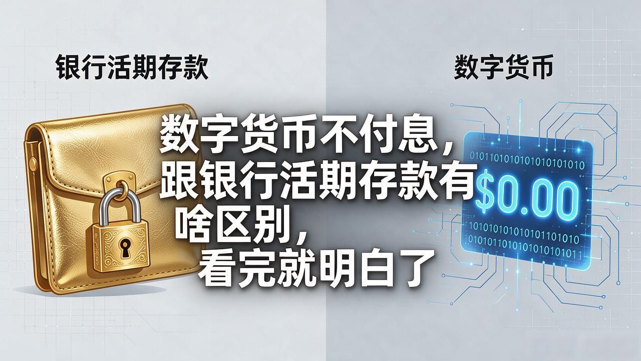 数字货币不付息，跟银行活期存款有啥区别，看完就明白了